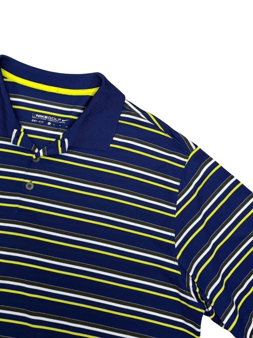 NIKE GOLF Polo Shirt Vintage Y2K Dri-Fit Striped Business Casual Tee Mens XL